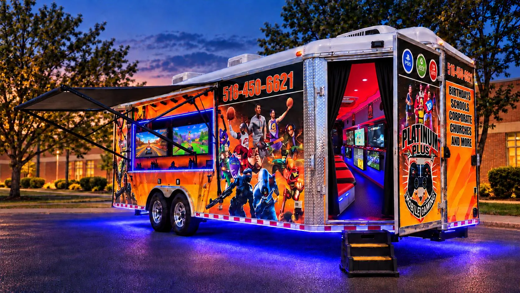 the Platinum Plus video game truck with exterior screens